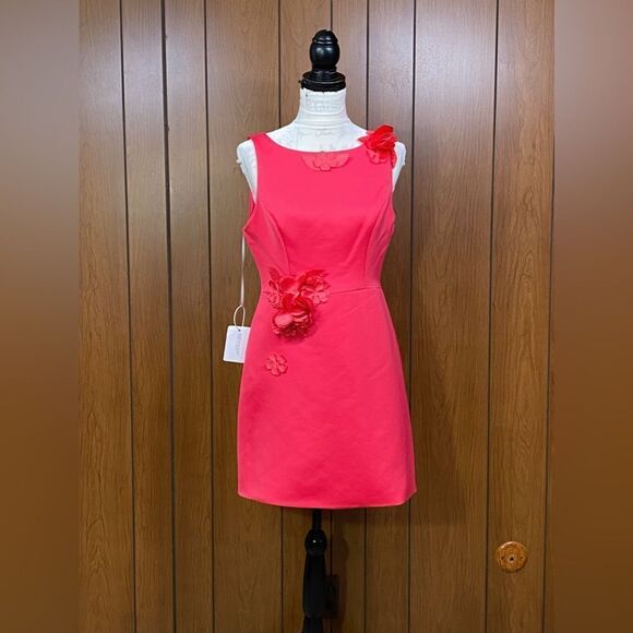 Marchesa Notte Floral Applique Satin Minidress size 10 - Picture 5 of 12